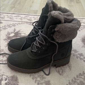 Timberland Women's Courmayeur 6" Waterproof Warm-Lined Boots sz 8.5 Grey Nubuck